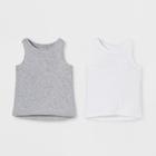 Toddler Girls' 2pk Sleeveless T-shirt Set - Cat & Jack White/gray