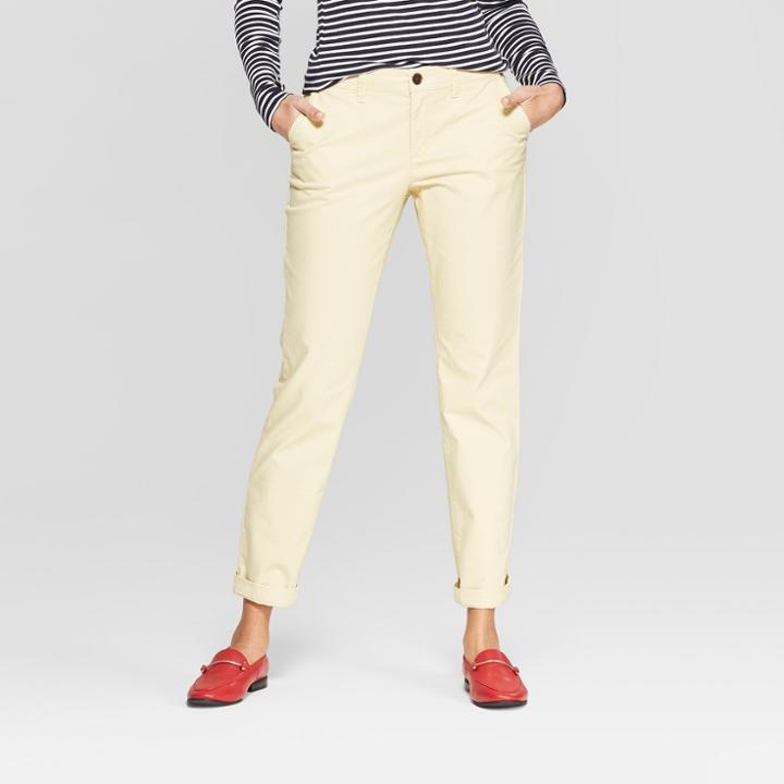 Women's Straight Leg Ankle Length Slim Chino Pants - A New Day Yellow