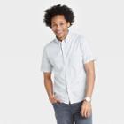 Men's Leaf Print Slim Fit Stretch Poplin Short Sleeve Button-down Shirt - Goodfellow & Co