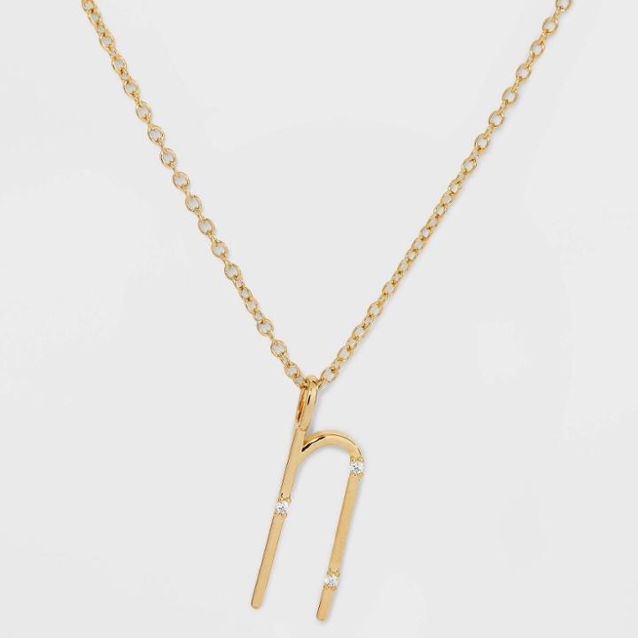 Gold Over Silver Plated Cubic Zirconia 'n' Initial Pendant Necklace - A New Day Gold