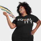 No Brand Pride Adult Plus Size Equality Short Sleeve T-shirt - Black