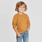 Toddler Boys' Doubleknit Long Sleeve Henley T-shirt - Cat & Jack Brown