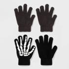 Boys' 2pk Skeleton Gloves - Cat & Jack Black