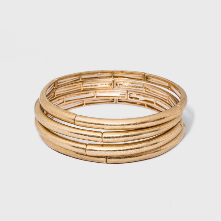 Smooth Bar Stretch Bracelet Set 4ct - Universal Thread Gold, Women's
