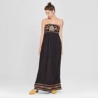 Women's Floral Strapless Embroidered Maxi Dress - Xhilaration Carbon Black