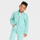 Boys' French Terry Mock Neck Zip-up Sweatshirt - Cat & Jack Turquoise Blue