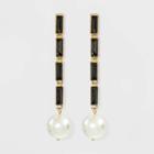 Pearl And Glass Drop Earrings - A New Day Black/gold, Women's, Beige