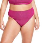 Women's Two-tone Pucker High Waist Bikini Bottom - Tabitha Brown For Target Pink/black