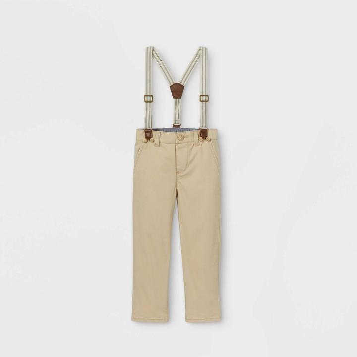 Oshkosh B'gosh Toddler Boys' Woven Suspender Chino Pants - Khaki