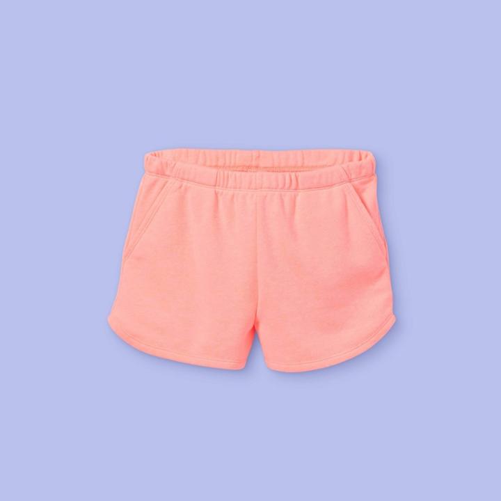 Girls' French Terry Shorts - More Than Magic Neon Peach