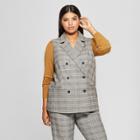 Women's Plus Size Plaid Sleeveless Suit Vest - Who What Wear Blue/cream 1x,