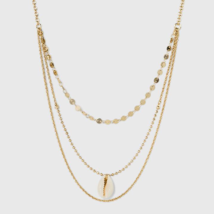 Sugarfix By Baublebar Seashell Pendant Layered Necklace - Gold, Women's