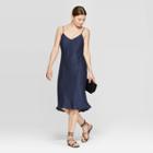 Women's Sleeveless V-neck Midi Dress - A New Day Navy (blue)