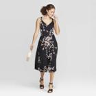 Women's Floral Print Relaxed Fit Sleeveless Deep V-neck Midi Dress - A New Day Black