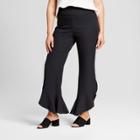 Women's Plus Size Frilled Hem Trouser - Who What Wear Black