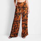 Women's Wide Leg Trousers - Future Collective With Kahlana Barfield Brown Brown/black Palm Print Xxs