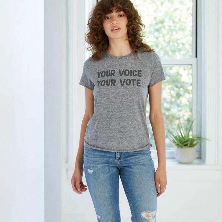 Grayson Threads Women's Your Voice Your Vote Short Sleeve Graphic T-shirt - Gray