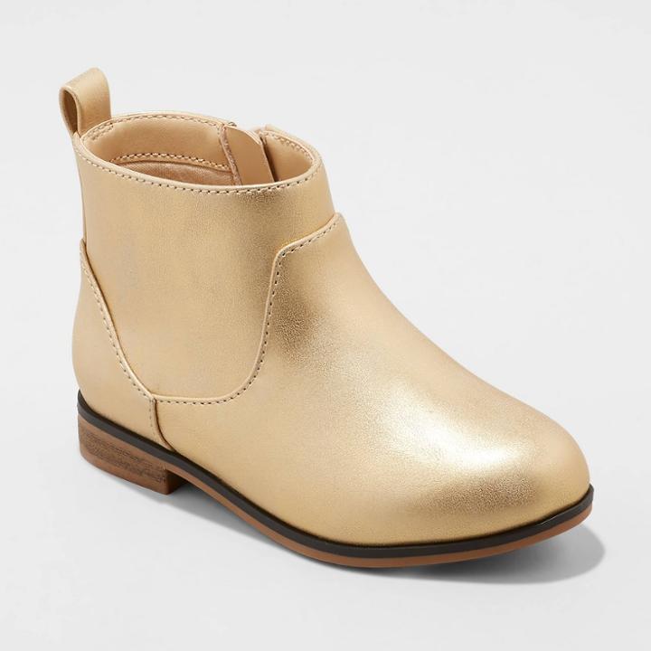 Toddler Girls' Onyx Zipper Slip-on Chelsea Boots - Cat & Jack Gold