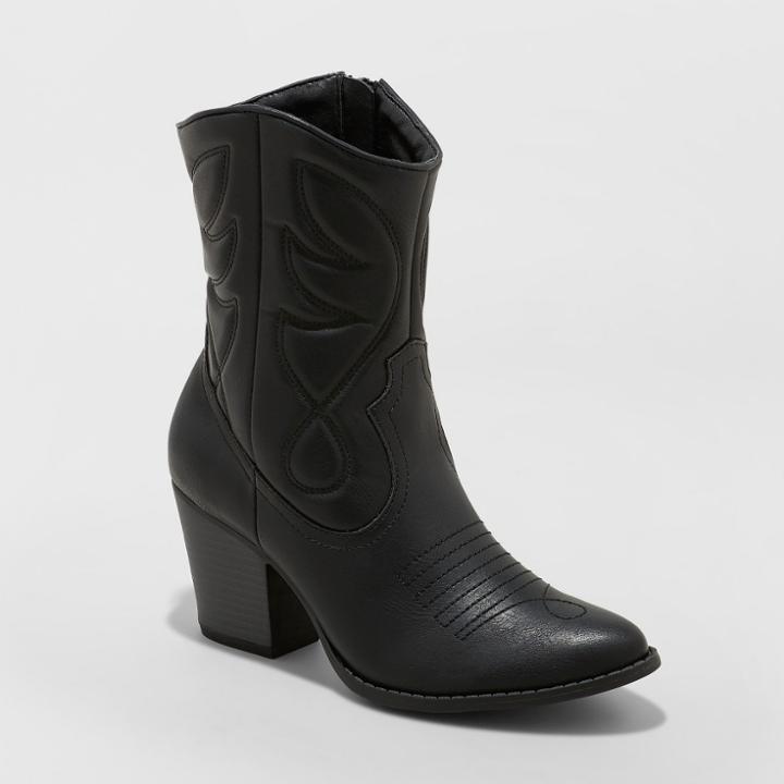 Women's Clayton Western Cowboy Bootie - Wild Fable Black