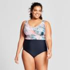 Surfside Women's Plus Size Palm One Piece - Navy