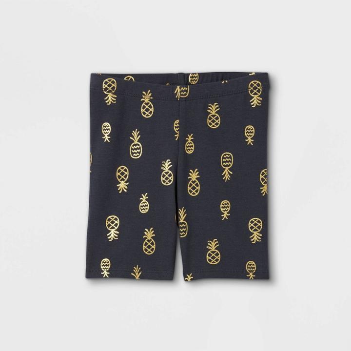 Toddler Girls' Sparkle Pineapple Bike Shorts - Cat & Jack Dark Gray