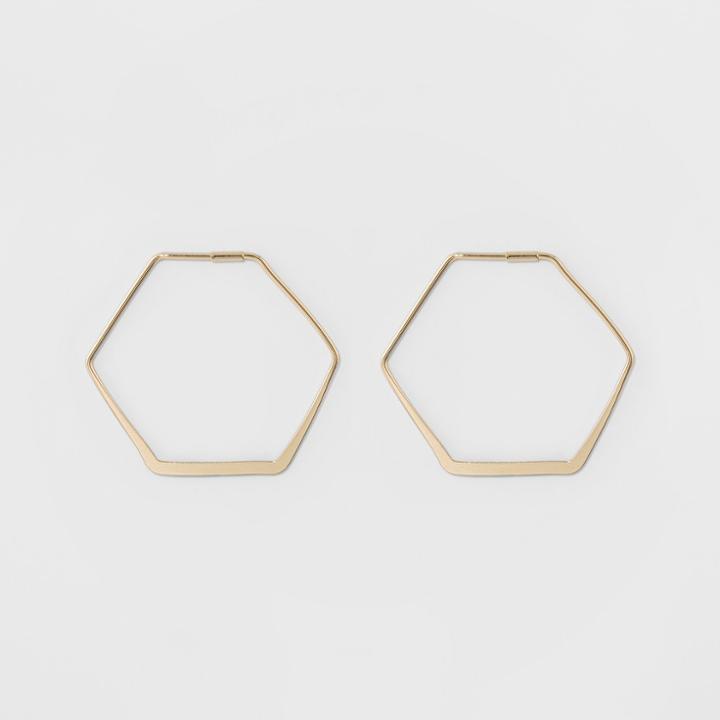Target Women's S Earring Hexagon Shaped Hoop - Gold,