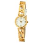 Peugeot Watches Women's Peugeot Half Leather Gold-tone Link White Dial Watch - White