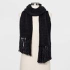 Women's Basket Weave & Rib Mix Oblong With Tassels - Universal Thread Black
