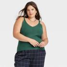 Women's Plus Size Fine Gauge Sweater Tank Top - A New Day Green