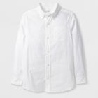 Boys' Adaptive Long Sleeve Button-down Shirt - Cat & Jack White S, Boy's, Size: Small, White Blue