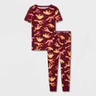 Toddler Girls' 2pc Dino Pajama Set - Cat & Jack Burgundy