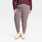 Women's Plus Size Mid-rise Straight Leg Ankle Utility Pants - Knox Rose Brown