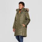 Women's Plus Size Quilted Puffer Jacket - Ava & Viv Olive (green)