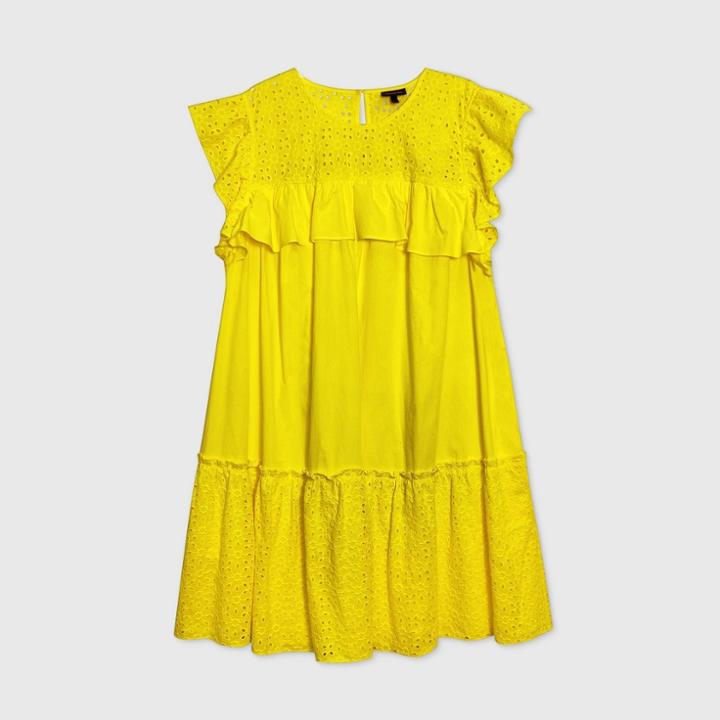 Women's Sleeveless Belted Pinafore Dress - Who What Wear Yellow