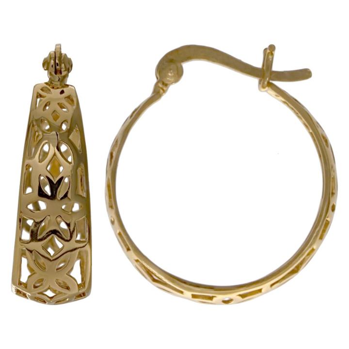 Distributed By Target Women's Filigree Flower Hoop Earrings In Gold Over Sterling Silver - Gold