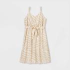 Women's Plus Size Printed Tie Waist Midi Tank Dress - Ava & Viv Cream X, Women's, Ivory