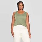 Women's Plus Size Scoop Neck Tank Top - A New Day Olive 3x, Size: