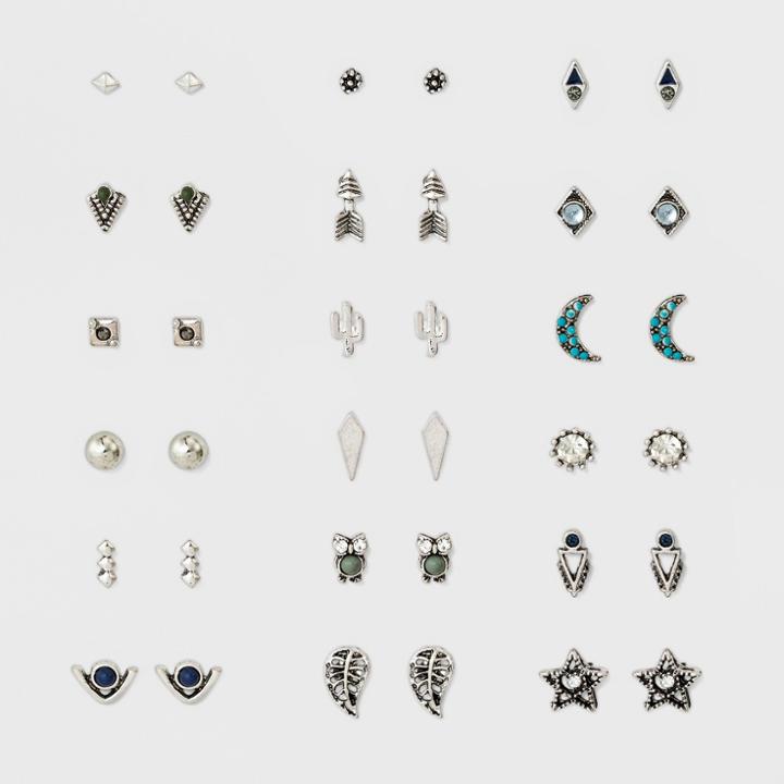 Target Women's Earring 18 On With Arrow, Owl, Cactus, Star, Leaf, Moon And Mixed