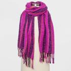 Women's Striped Brushed Yard Color Block Blanket Scarf - Wild Fable Pink One Size, Women's