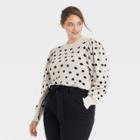 Women's Plus Size Polka Dot Mock Turtleneck Pullover Sweater - Who What Wear Cream