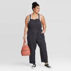 Women's Plus Size Sleeveless Square Neck Belted Overalls Jumpsuit - Universal Thread Navy 1x, Women's, Size: