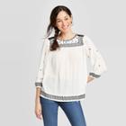 Women's Long Sleeve Round Neck Blouse - Knox Rose Ivory Xs, Women's, Beige