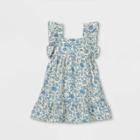 Toddler Girls' Floral Ruffle Sleeve Dress - Cat & Jack Blue