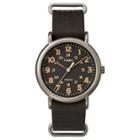 Timex Weekender Slip Thru Leather Strap Watch - Black/dark Brown Tw2p85800jt, Adult Unisex