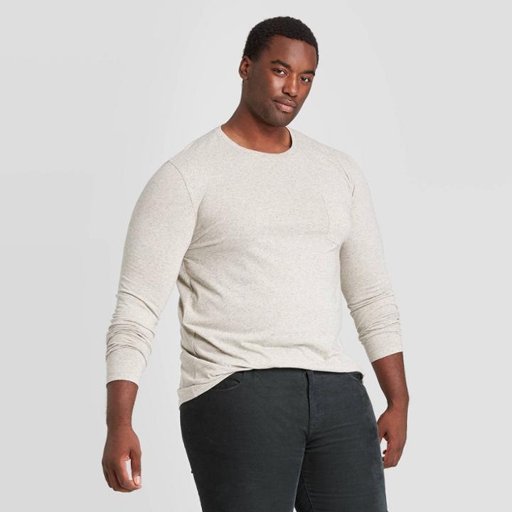 Men's Tall Athletic Fit Long Sleeve Lyndale T-shirt - Goodfellow & Co Beige