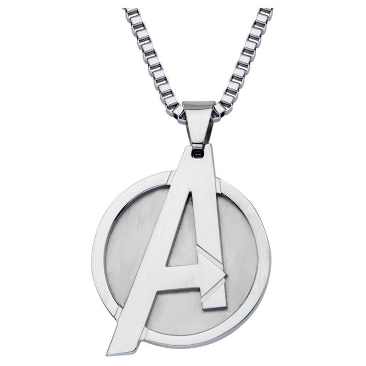 Men's Marvel The Avengers Logo Stainless Steel Pendant With Chain