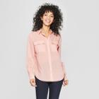 Women's Long Sleeve Utility Shirt - A New Day Blush