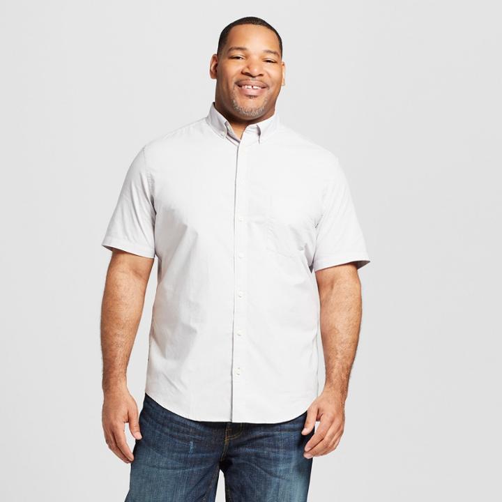 Men's Big & Tall Short Sleeve Button-down Shirt - Goodfellow & Co Silver Foil