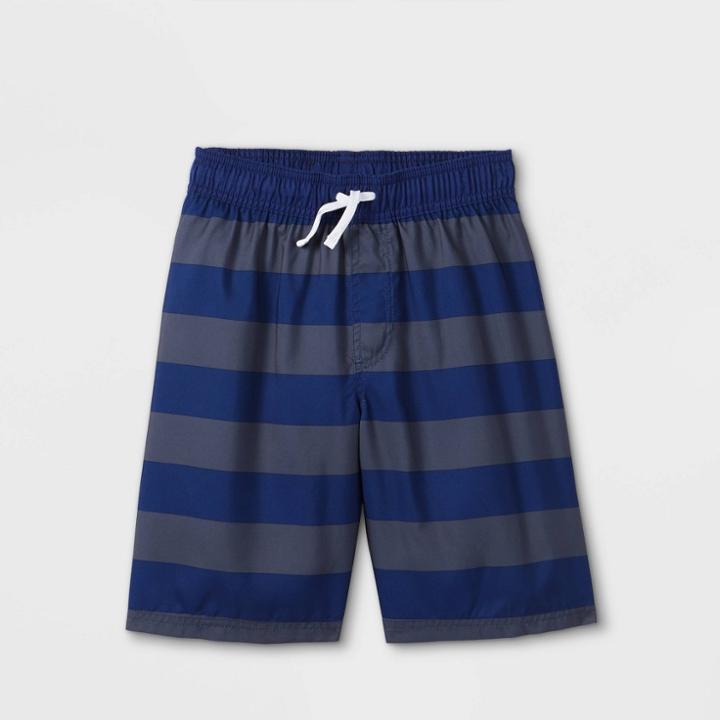 Boys' Striped Volley Swim Trunks - Cat & Jack Gray