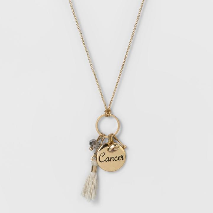 Target Women's Fashion Zodiac Cancer Charm Necklace - Gold, Bright Gold Zodiac